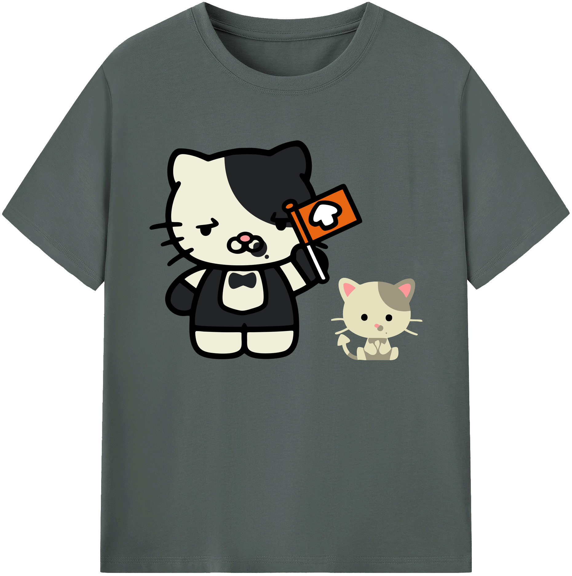 （画像用） Hello Kitty ハローキティ 綿100％ メンズ半袖Tシャツ｜肌触りやわらか＆通気性